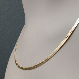 Gold Herringbone Necklace Plated Gorgeous Color! QUALITY Vintage 19"